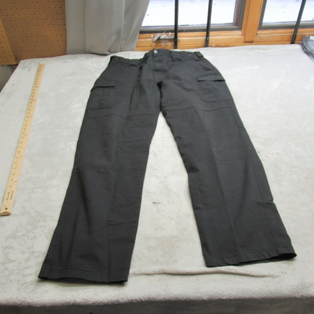 CQR Pants Men 36x32 Black Belted Pocket Tactical Ripstop Cargo Workwear Security